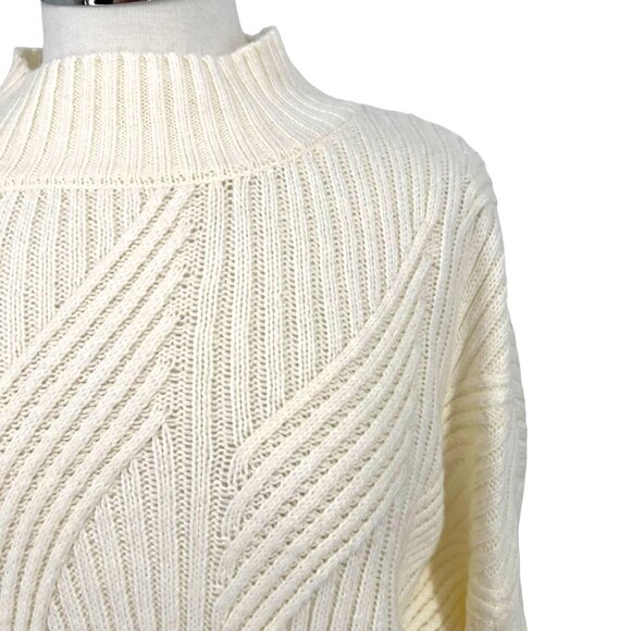 Market & Spruce Shaker Mock Neck Sweater Ivory Cream Size XXL NWT - Picture 3 of 11